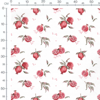 Tissu - Grenades et graines roses