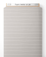 Tissu - Rayures blanches sur gris