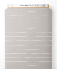 Tissu - Rayures blanches sur gris