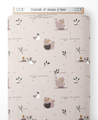 Tissu - Écureuils et oiseaux d'hiver