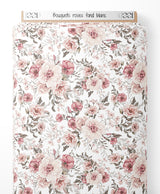 Tissu - Bouquets roses sur fond blanc