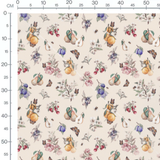 Tissu - Fruits et papillons beige