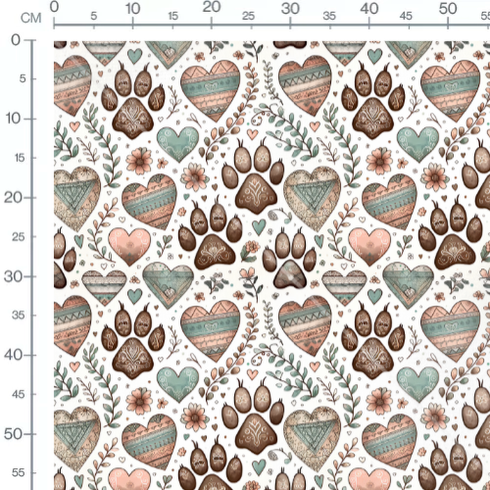 Tissu - Tissu Pattes Coeur Boheme