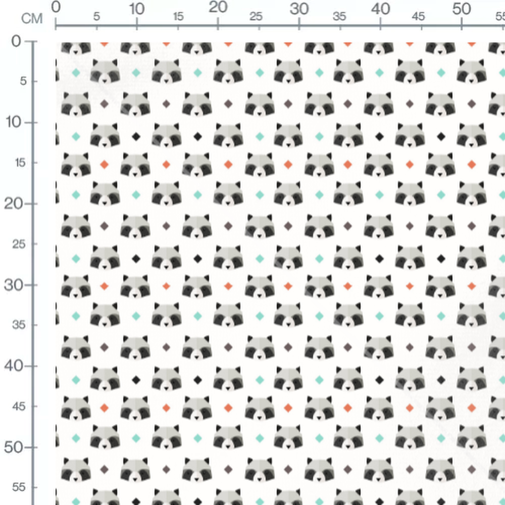 Tissu - Visages de ratons laveurs