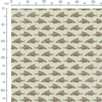 Tissu - Requins gris sur fond beige