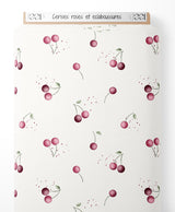 Tissu - Cerises roses et éclaboussures