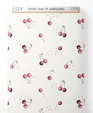 Tissu - Cerises roses et éclaboussures