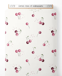 Tissu - Cerises roses et éclaboussures