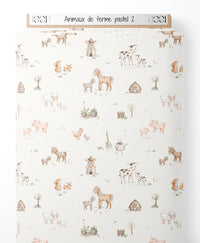 Tissu - Animaux de ferme pastel 2