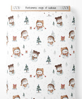 Tissu - Bonhommes neige et cadeaux