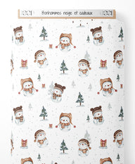 Tissu - Bonhommes neige et cadeaux