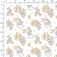 Tissu - Lapins et feuillages dorés