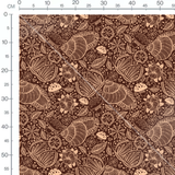 Tissu - Motifs forestiers beige sur brun