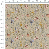 Tissu - Fleurs pastel fanées sur beige
