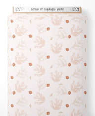 Tissu - Coraux et coquillages pastel