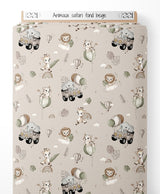 Tissu - Animaux safari sur fond beige