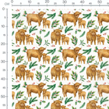 Tissu - Vaches et houx aquarelle