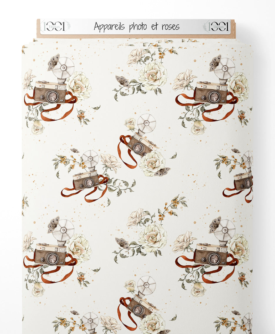 Tissu - Appareils photo et roses