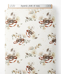 Tissu - Appareils photo et roses