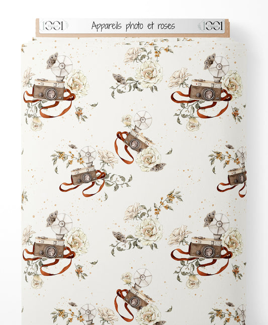 Tissu - Appareils photo et roses