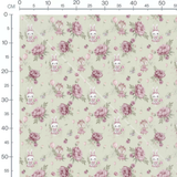 Tissu - Animaux roses et ballons verts