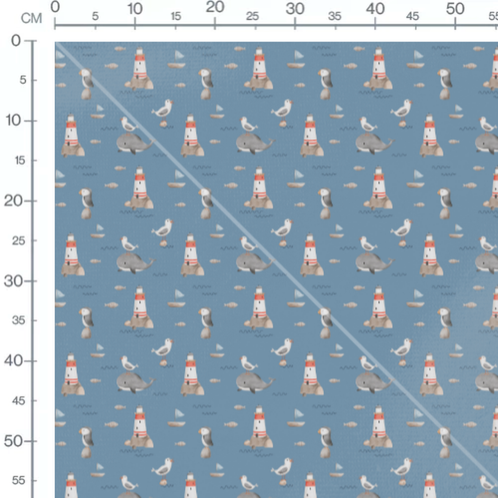 Tissu - Mouettes et phares côtiers