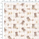 Tissu - Oursons et jouets en losanges