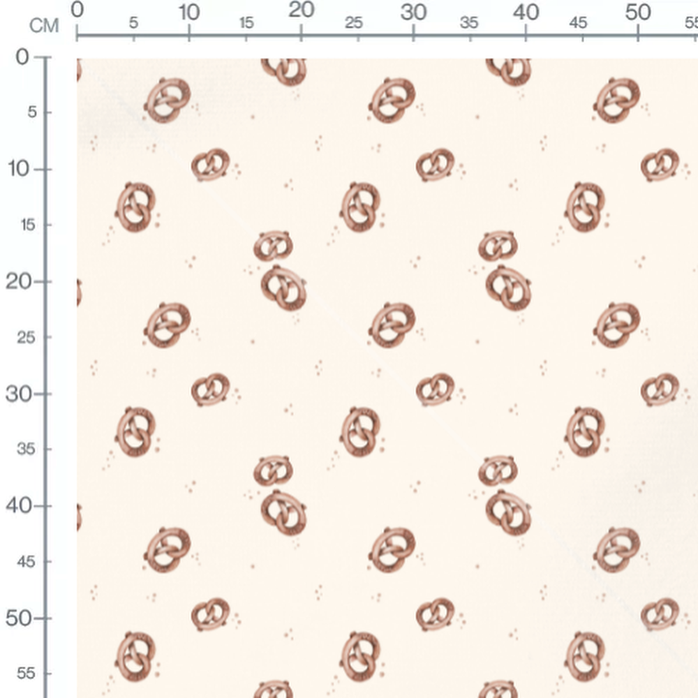 Tissu - Bretzels bruns sur crème