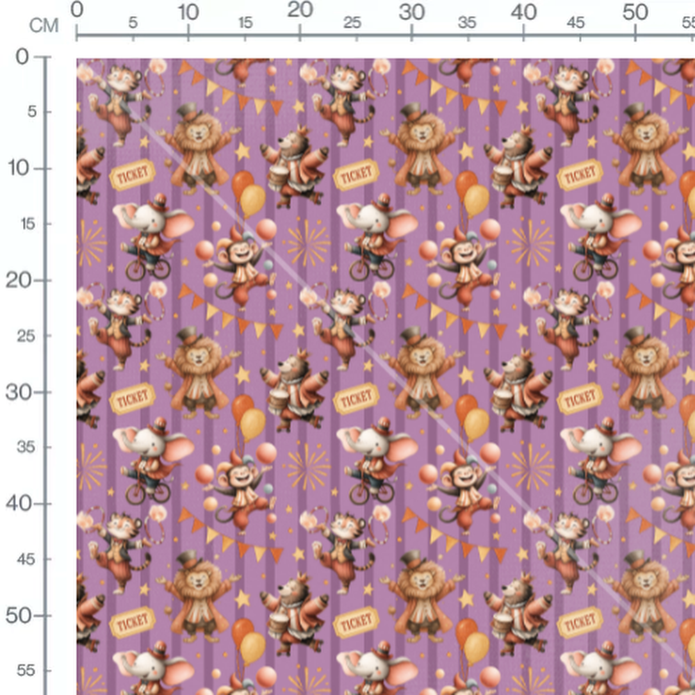 Tissu - Cirque vibrant sur fond violet