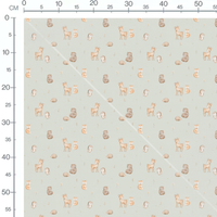 Tissu - Animaux forestiers et fleurs
