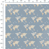 Tissu - Carte du monde animale