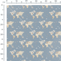 Tissu - Carte du monde animale