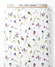 Tissu - Fleurs violettes aquarelle
