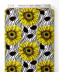 Tissu - Tournesols et rayures zébrées