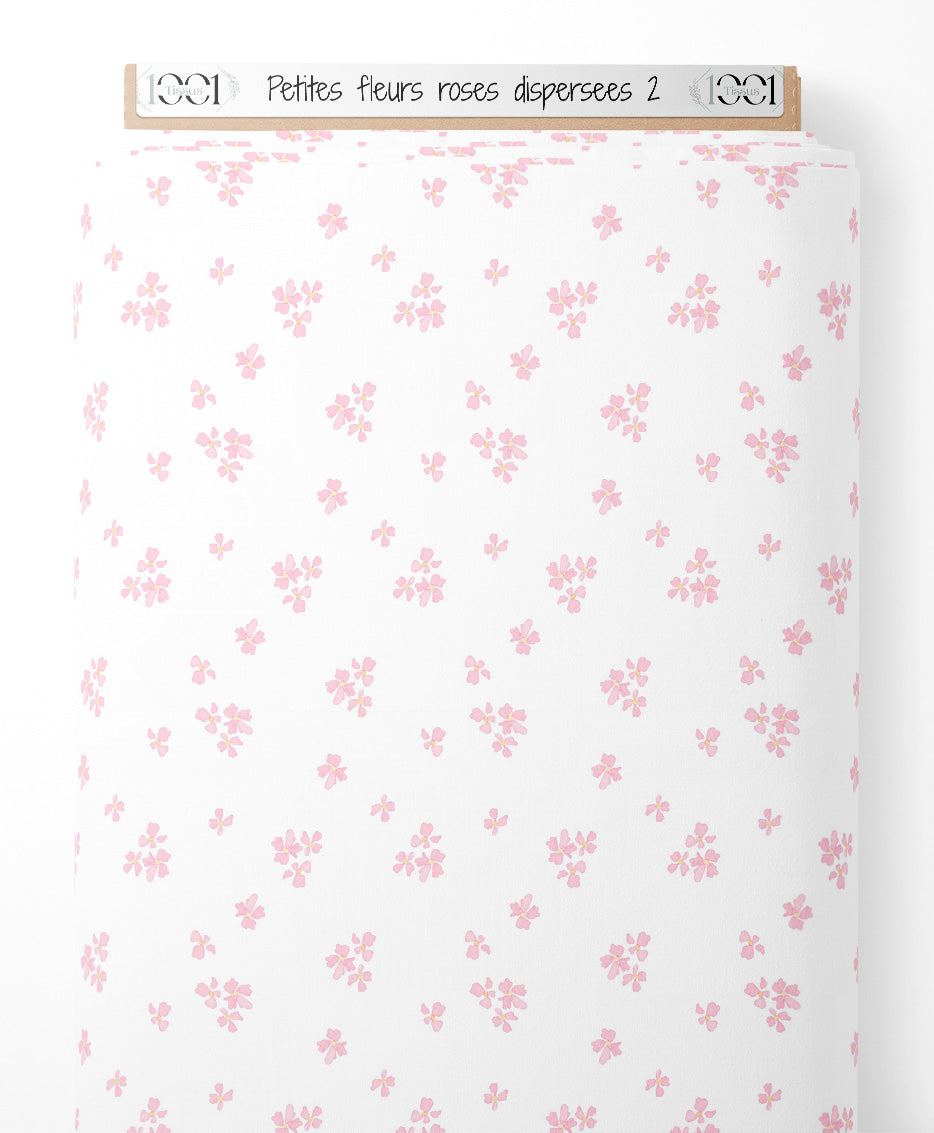 Tissu - Petites fleurs roses dispersées 2