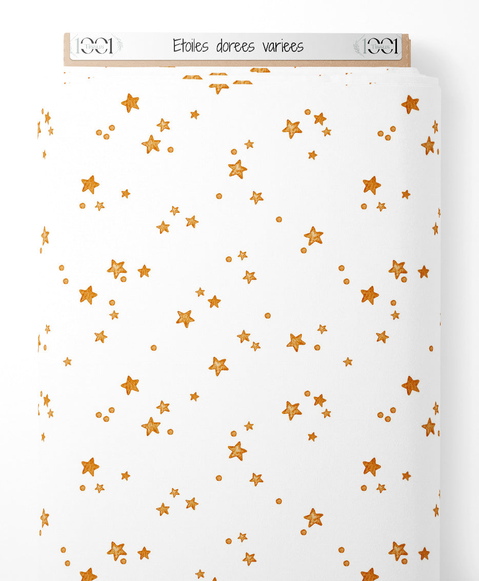 Tissu - Étoiles dorées variées