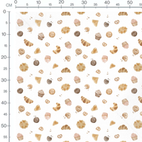 Tissu - Motif pâtisseries variées