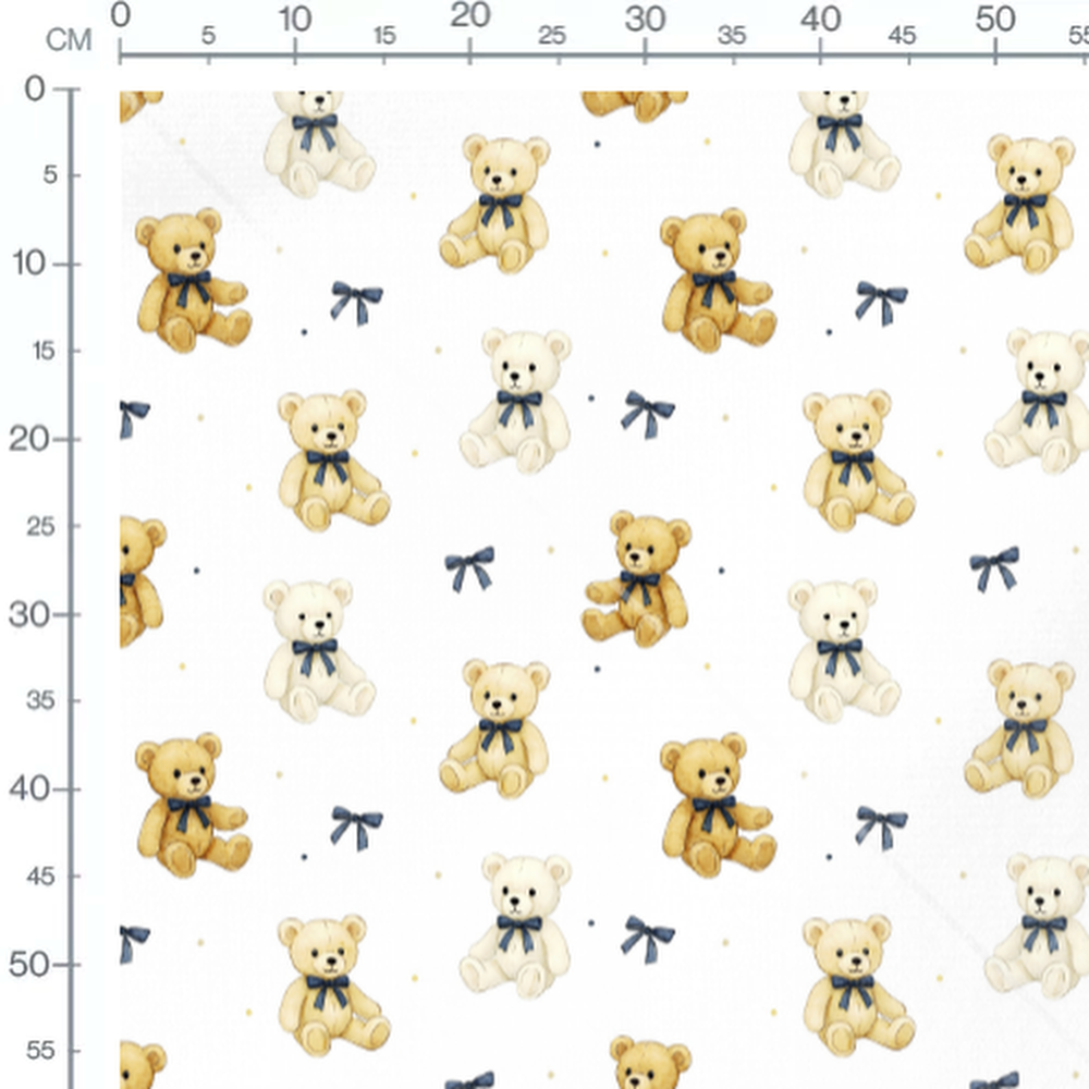 Tissu - Oursons avec points colorés