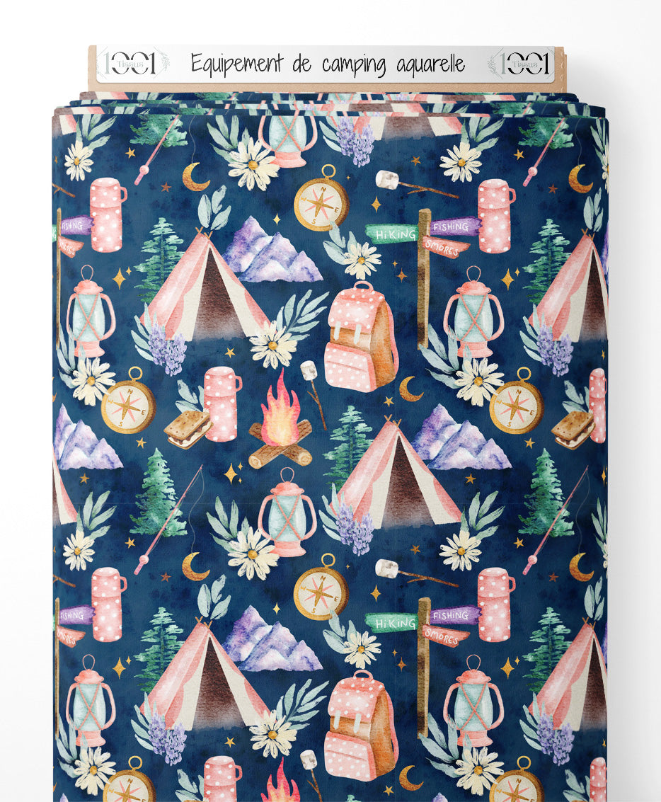 Tissu - Équipement de camping aquarelle