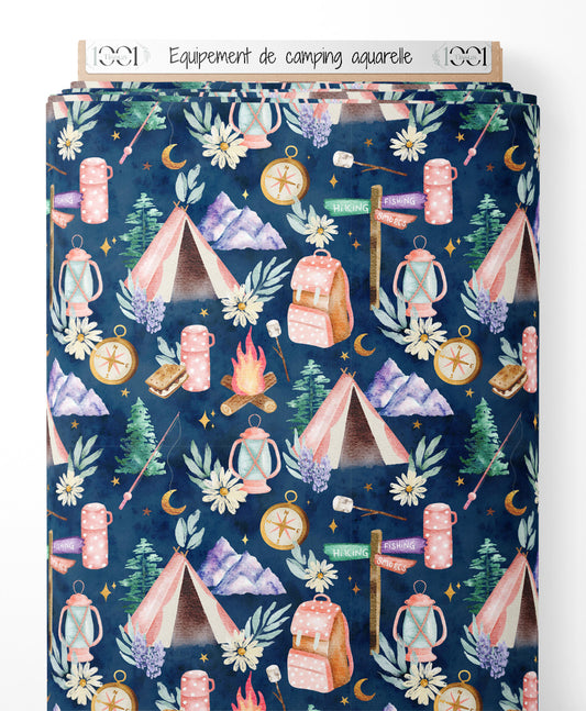 Tissu - Équipement de camping aquarelle