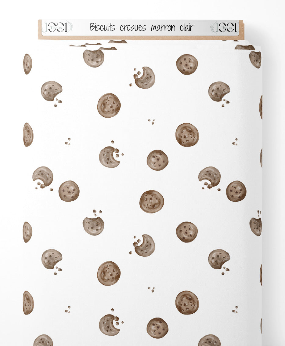 Tissu - Biscuits croqués marron clair