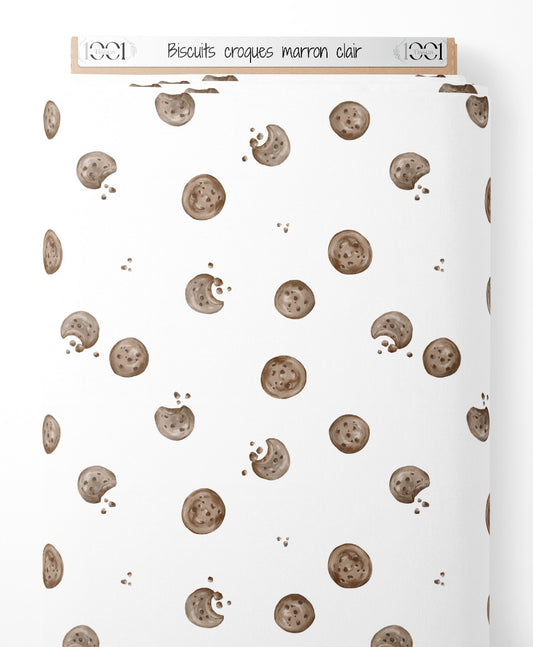 Tissu - Biscuits croqués marron clair