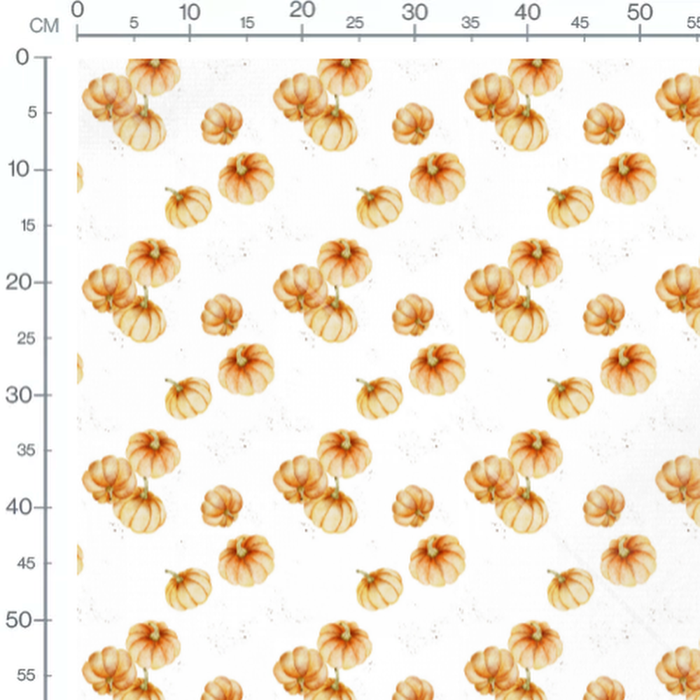 Tissu - Citrouilles oranges sur blanc