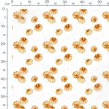 Tissu - Citrouilles oranges sur blanc