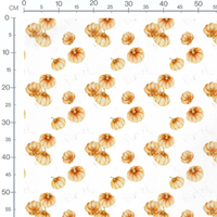 Tissu - Citrouilles oranges sur blanc