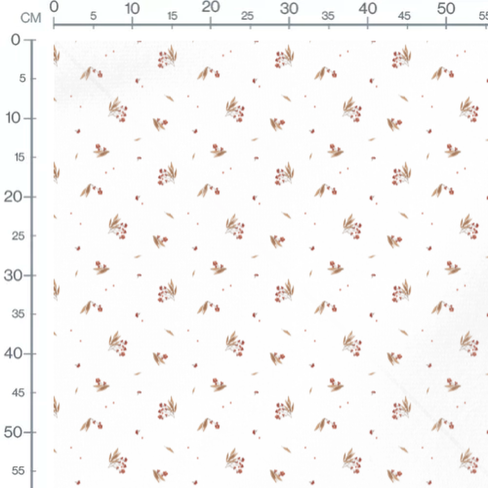 Tissu - Brindilles marron sur fond blanc