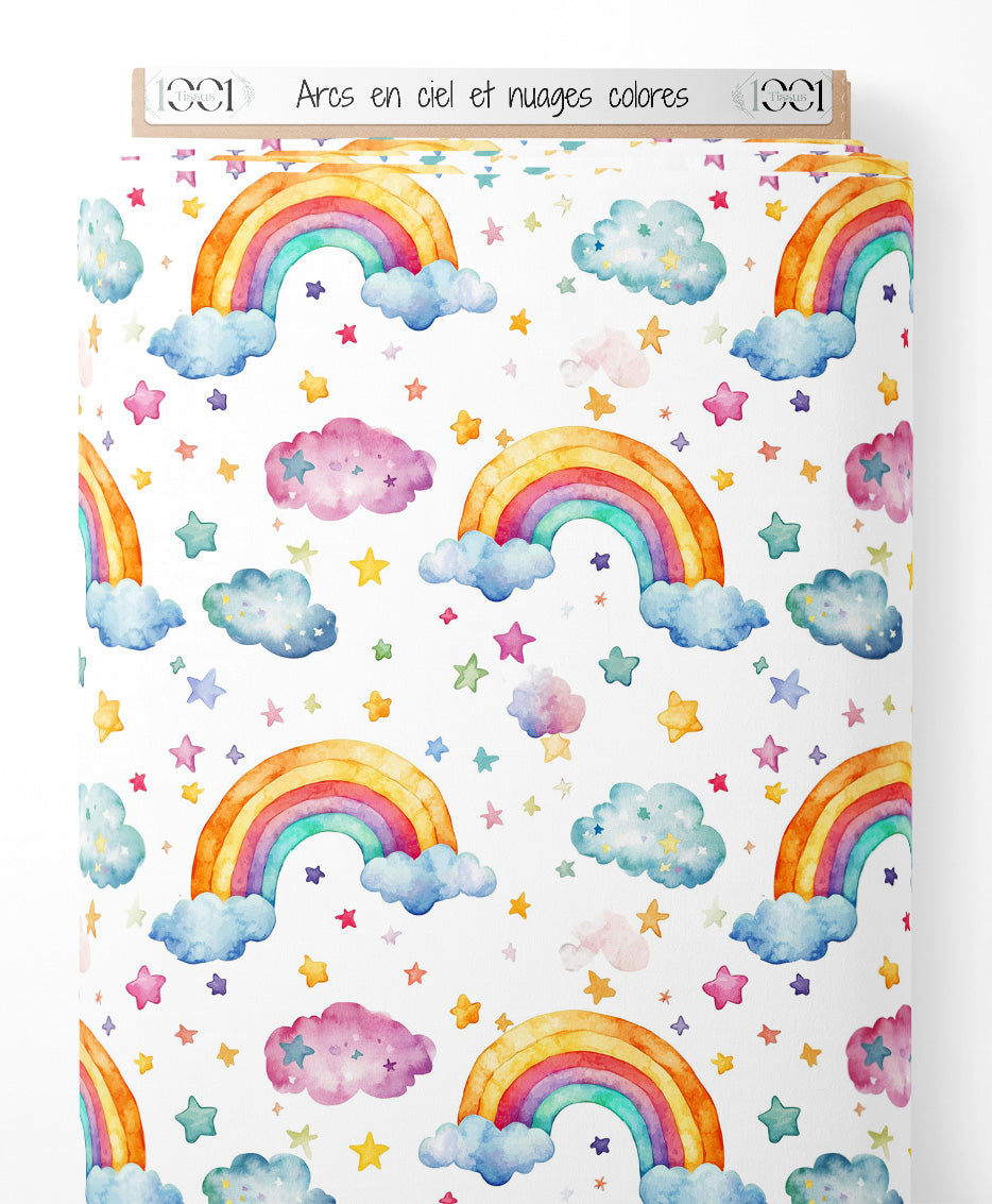 Tissu - Arcs-en-ciel et nuages colorés