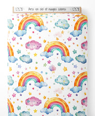 Tissu - Arcs-en-ciel et nuages colorés