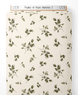 Tissu - Feuilles et fleurs blanches 2