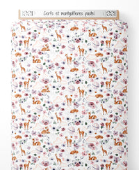 Tissu - Cerfs et montgolfières pastel